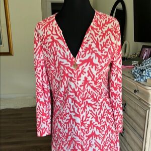 Lilly Pulitzer Pink and White Coral Pattern  bathing suit cover up